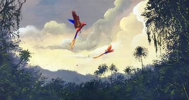 "Flying macaws". thumb