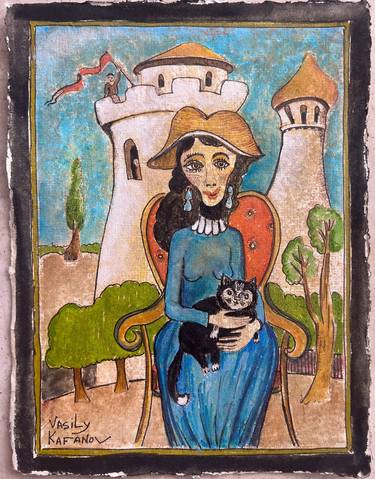 Lady with the black cat. thumb