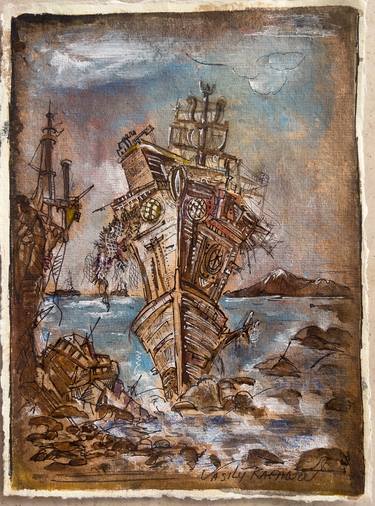 Print of Boat Paintings by Vasily Kafanov