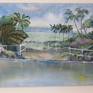 I was inspired by love of the islands and would like the viewers to imagine they are in Tahiti in the 1800's. I usually work in oil or acrylic paint or ceramics.