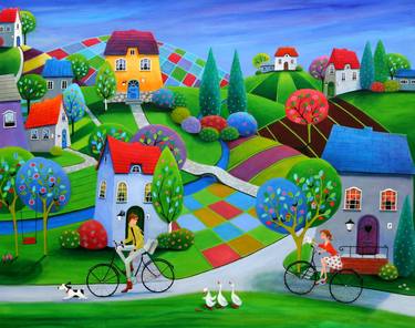 Print of Figurative Bicycle Paintings by Iwona Lifsches
