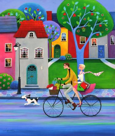 Print of Figurative Bicycle Paintings by Iwona Lifsches