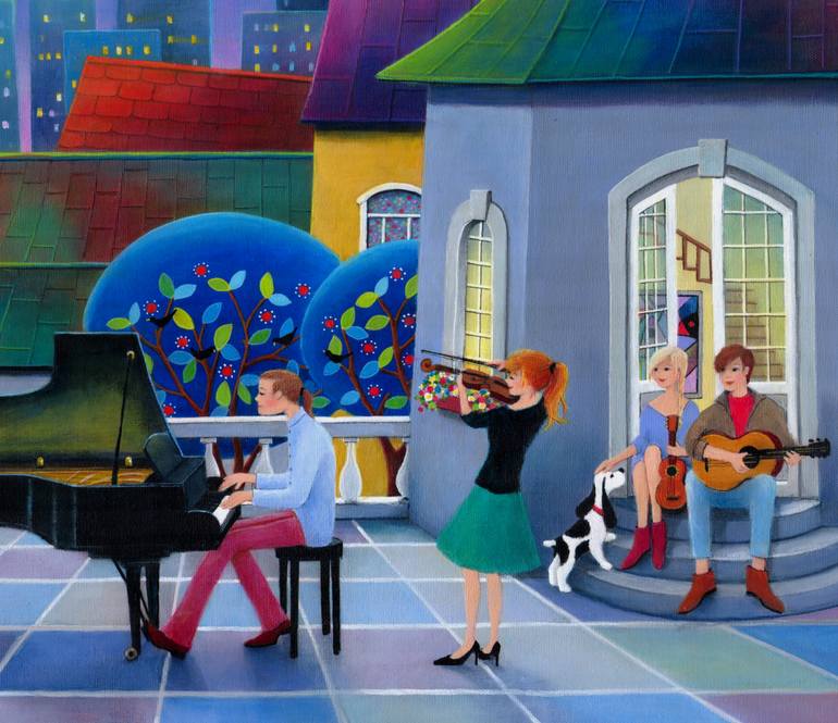 Original Figurative Music Painting by Iwona Lifsches