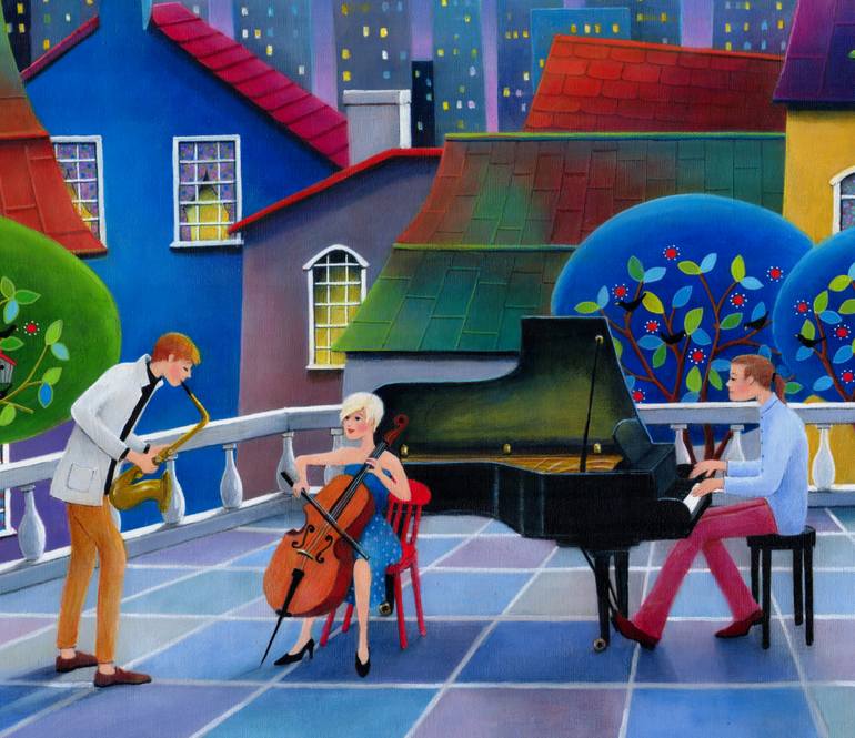 Original Figurative Music Painting by Iwona Lifsches