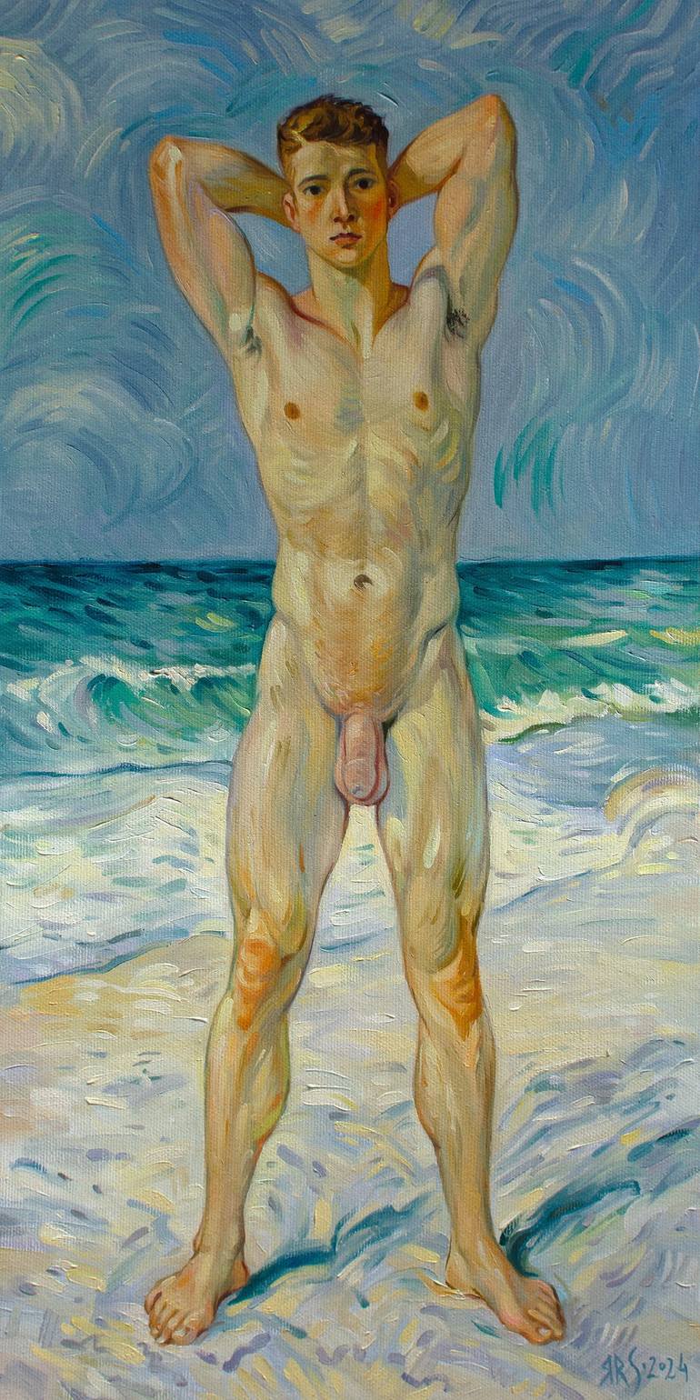  art nude boys   NUDE BOY ON THE BEACH Painting by Yaroslav Sobol | Saatchi Art Australia