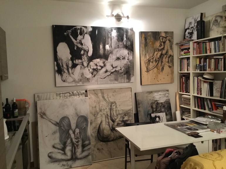 Original Documentary People Painting by Emila Sirakova