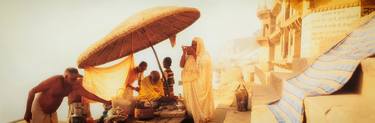 High Priest on the step of the gats in Varanasi 20x60 - Limited Edition 1 of 100 thumb