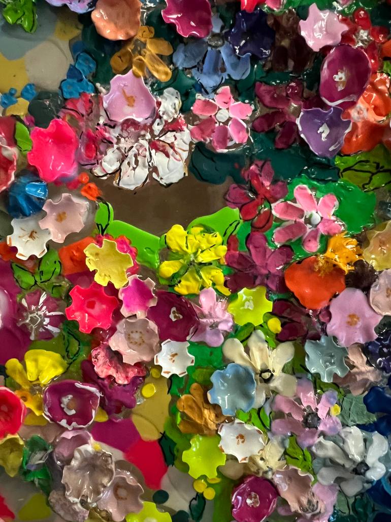 Original Pop Art Floral Sculpture by Silvia Strobos
