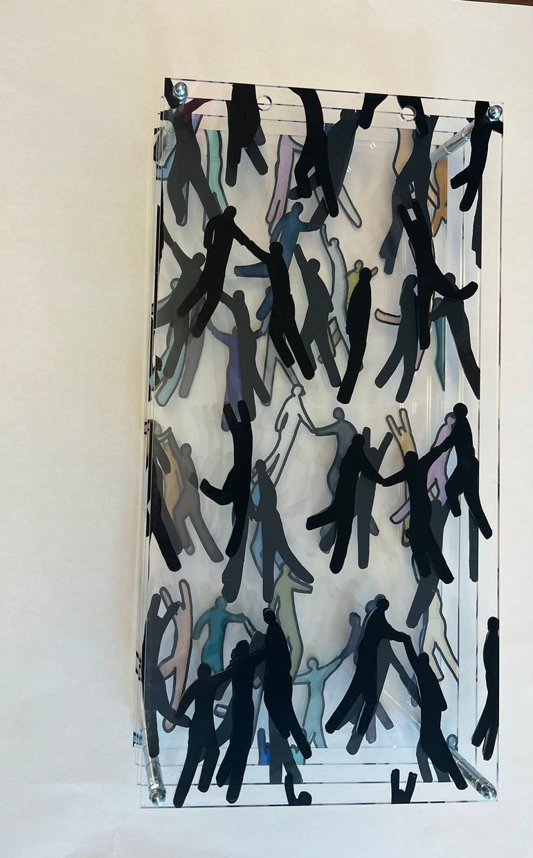 Original Modernism People Painting by Silvia Strobos