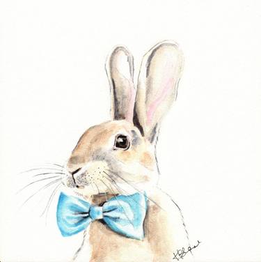 Bunny with a Blue Bow Tie thumb