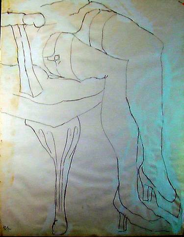 Original Expressionism Women Drawings by Leonard Glasser