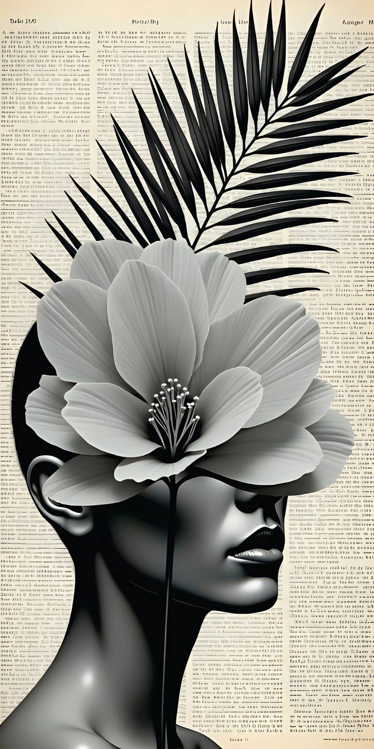 Original Women Printmaking by Andreas Ritter  Digital Art Art on Acrylic  Blume 5