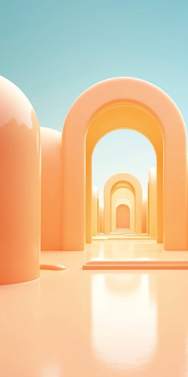 Original Architecture Printmaking by Andreas Ritter  Surrealism Art on Acrylic  orange
