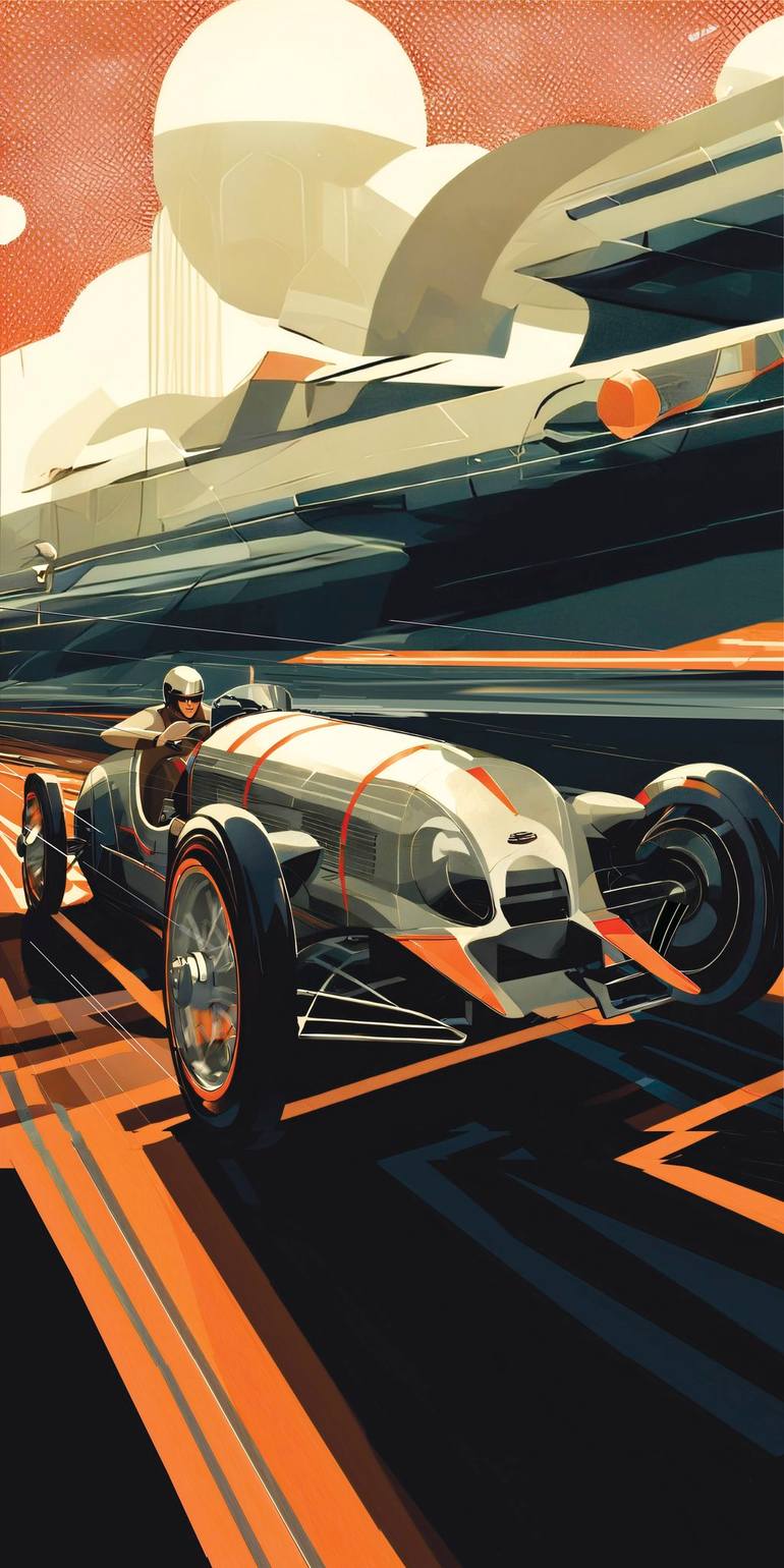 Original Car Printmaking by Andreas Ritter  Art Nouveau Art on Acrylic  1924
