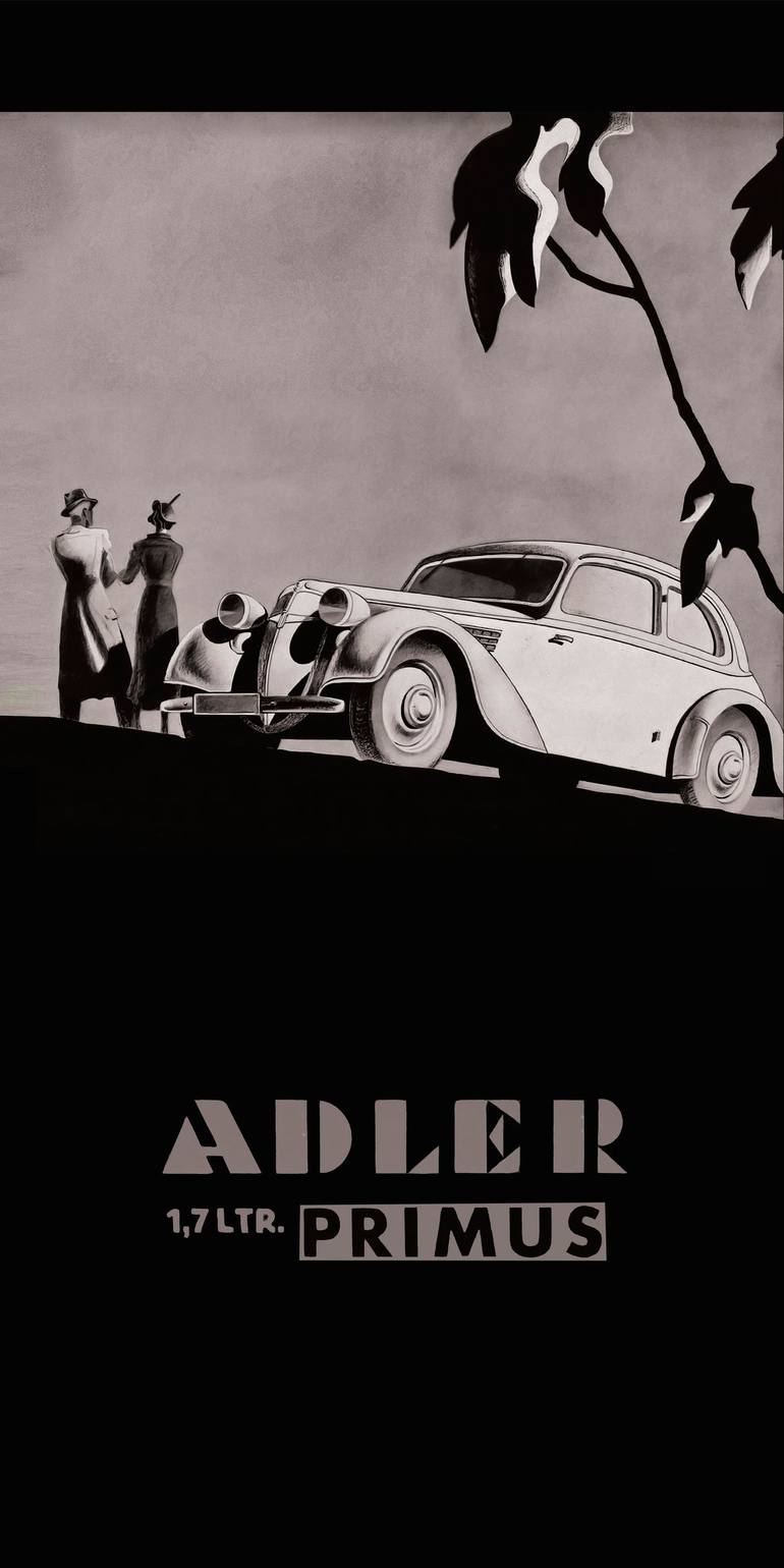 Original Car Printmaking by Andreas Ritter  Art Nouveau Art on Acrylic  ADLER