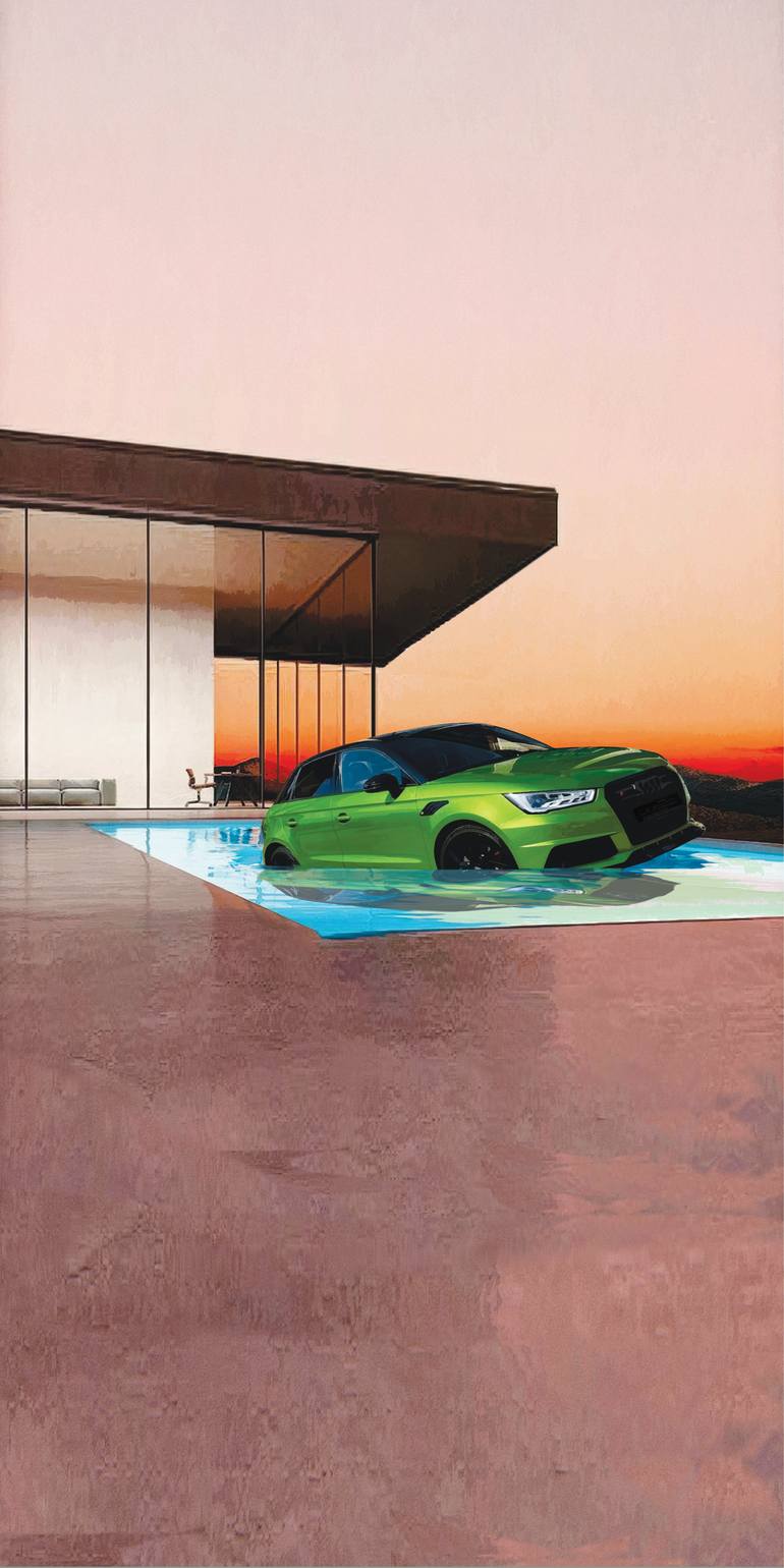 Original Car Printmaking by Andreas Ritter  Surrealism Art on Acrylic  AUDI 2