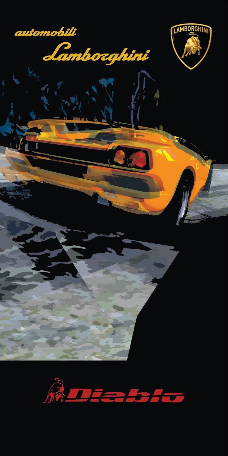 Original Car Printmaking by Andreas Ritter  Photorealism Art on Acrylic  automobili Lamborghini