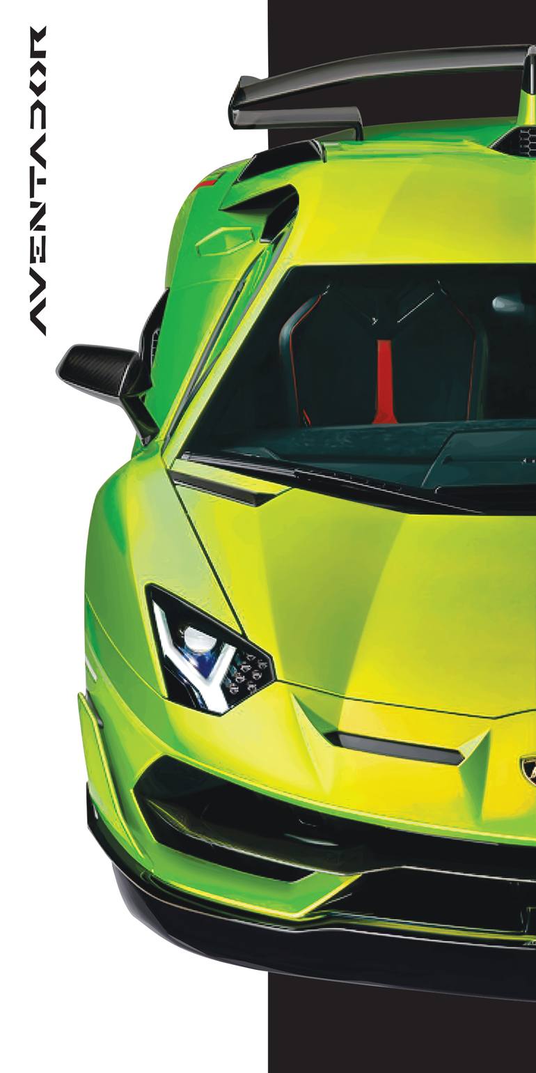 Original Car Printmaking by Andreas Ritter  Photorealism Art on Acrylic  AVENTADOR