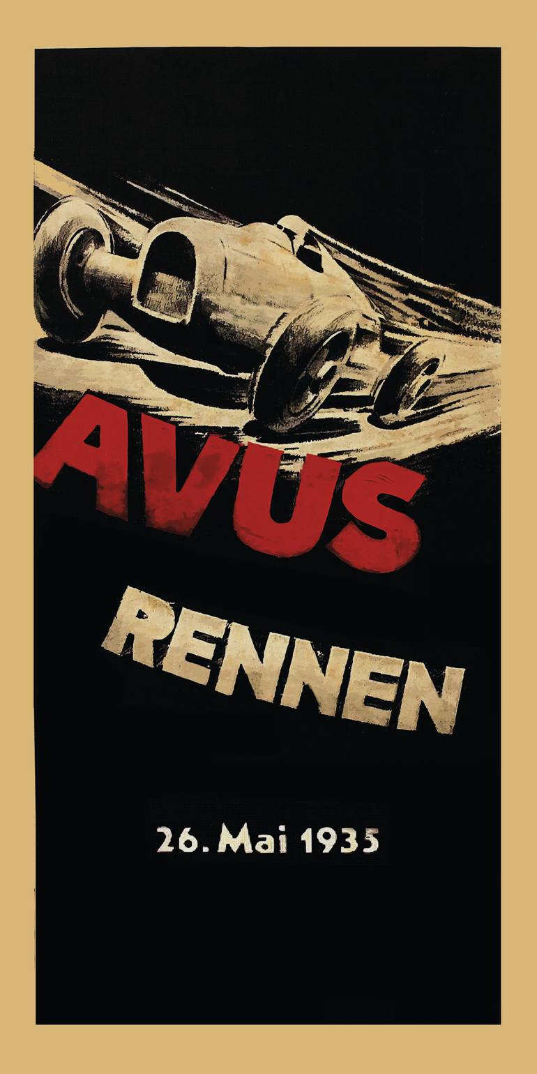 Original Car Printmaking by Andreas Ritter  Art Nouveau Art on Acrylic  AVUS