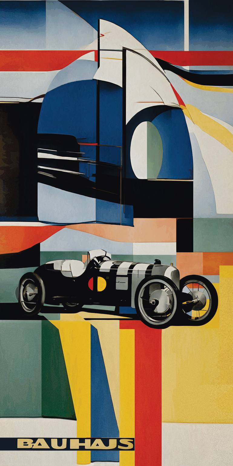 Original Car Printmaking by Andreas Ritter  Bauhaus Art on Acrylic  BAUHAUS 5