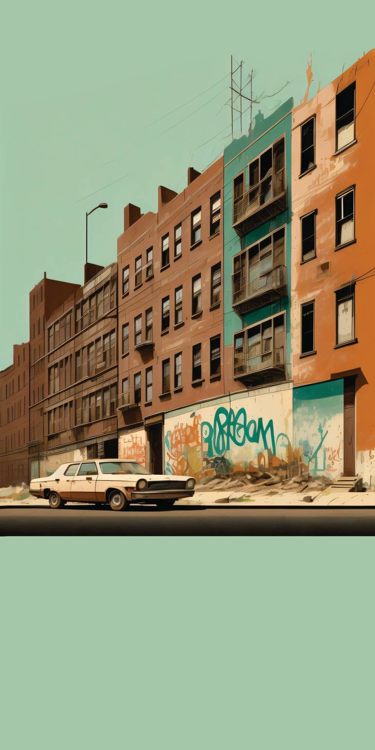 Original Architecture Printmaking by Andreas Ritter  Street Art Art on Acrylic  BRONX 1976