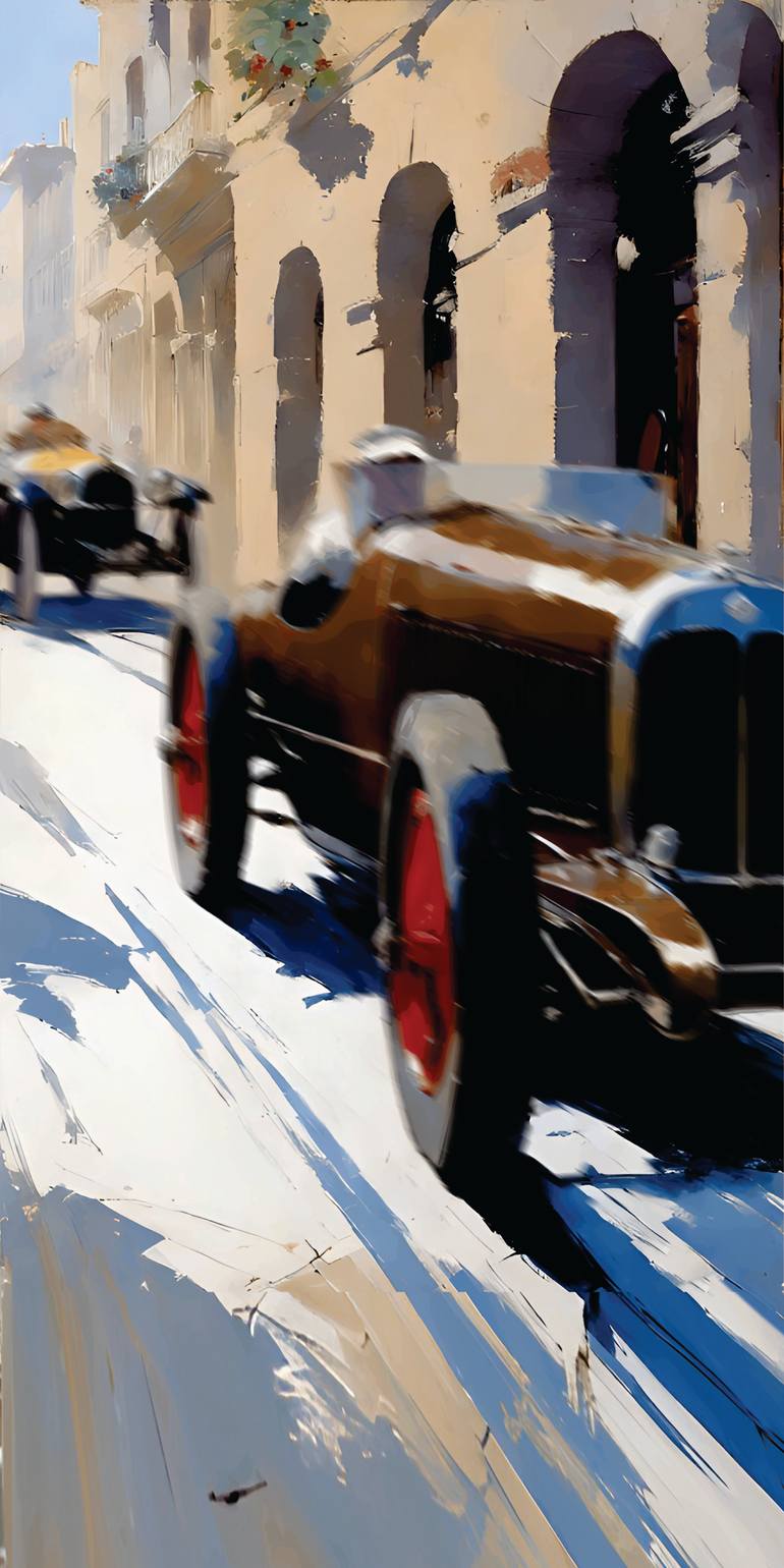 Original Car Printmaking by Andreas Ritter  Classicism Art on Acrylic  brownRACE
