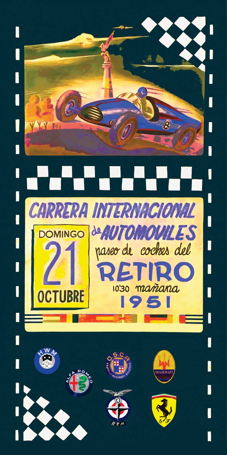 Original Car Printmaking by Andreas Ritter  Vintage Art on Acrylic  CARRERA