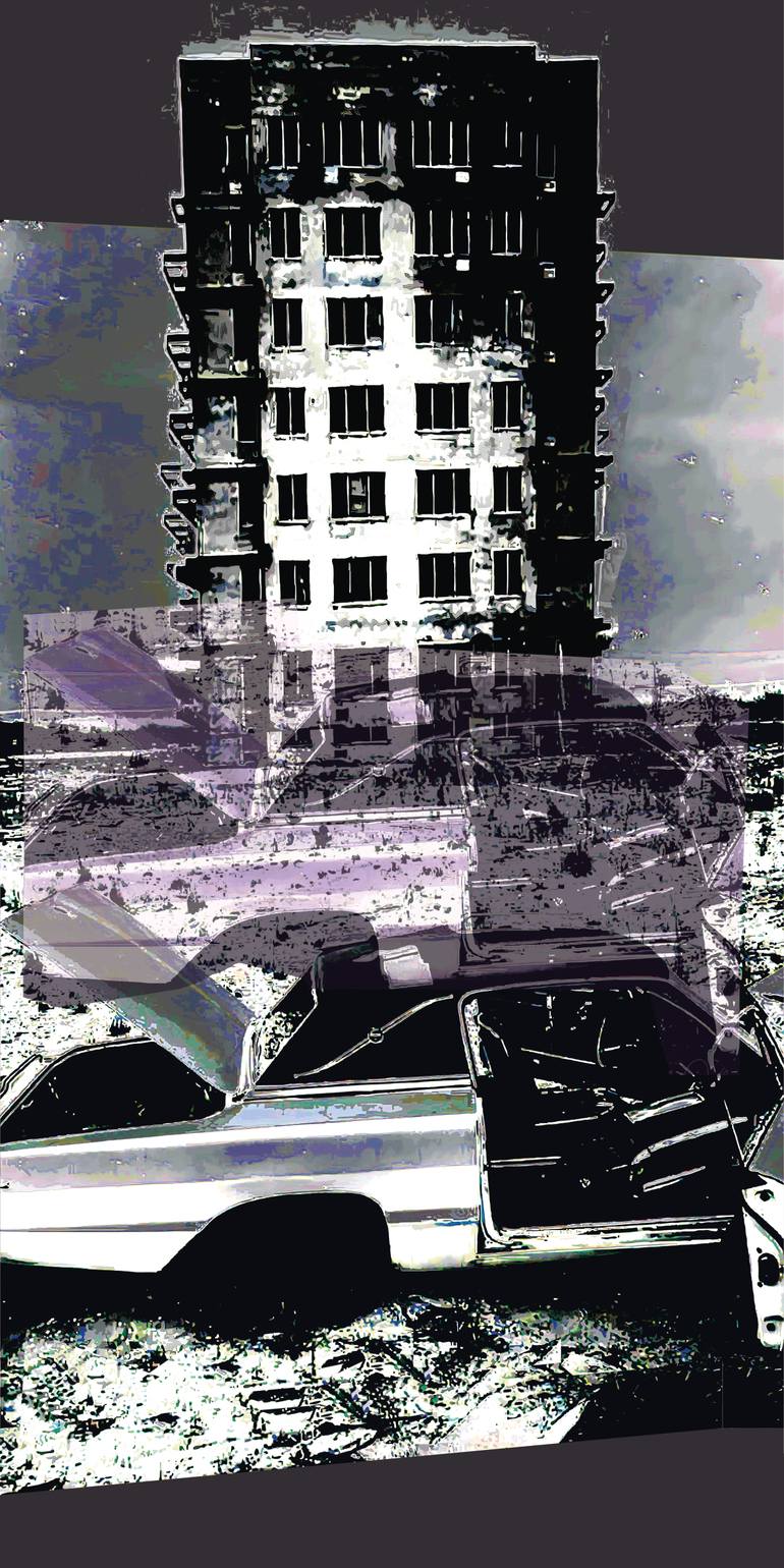 Original Architecture Printmaking by Andreas Ritter  Street Art Art on Acrylic  city 2
