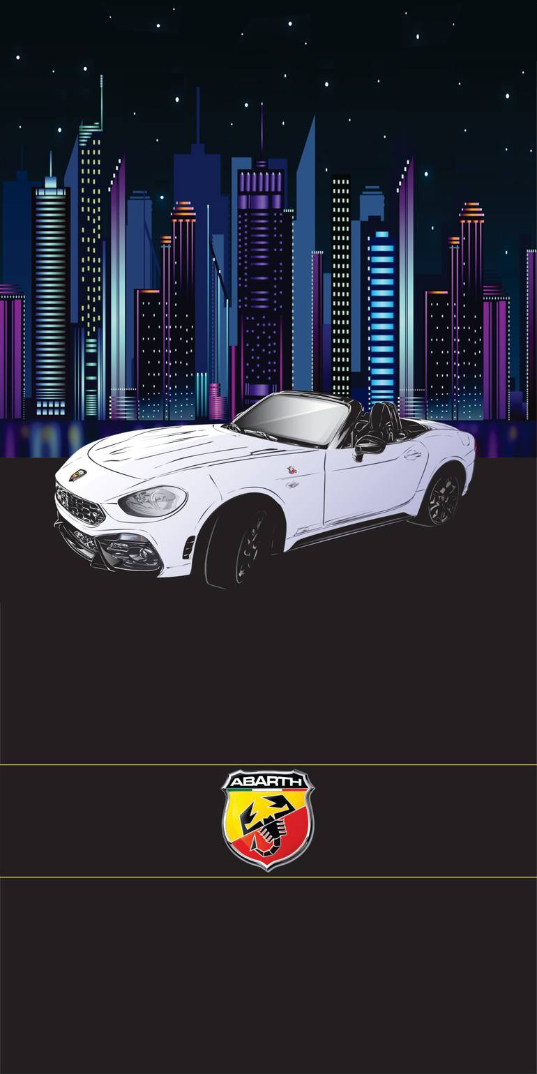 Original Car Printmaking by Andreas Ritter  Pop Art Art on Acrylic  city Abarth