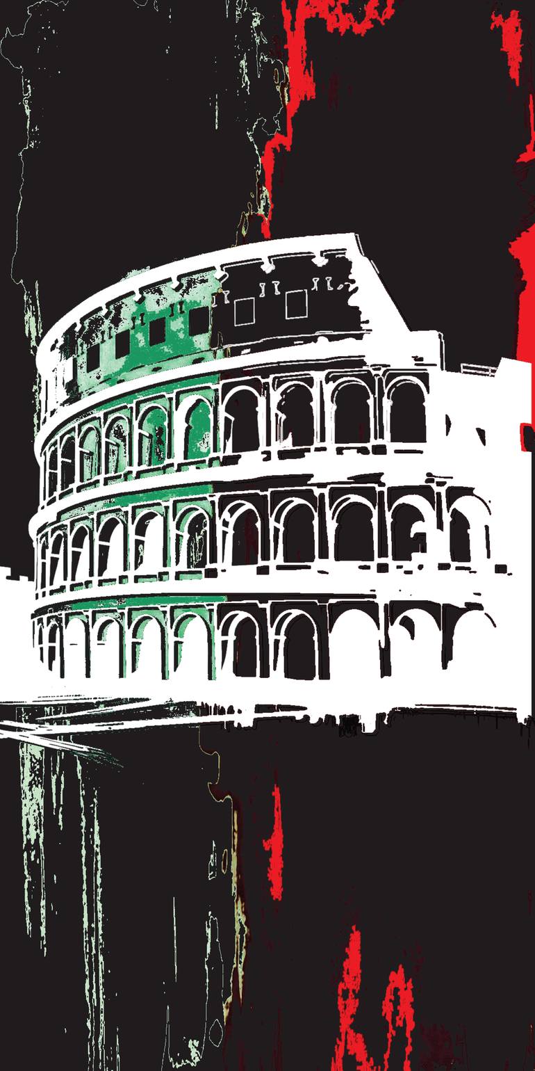 Original Architecture Printmaking by Andreas Ritter  Modernism Art on Acrylic  Colossseum
