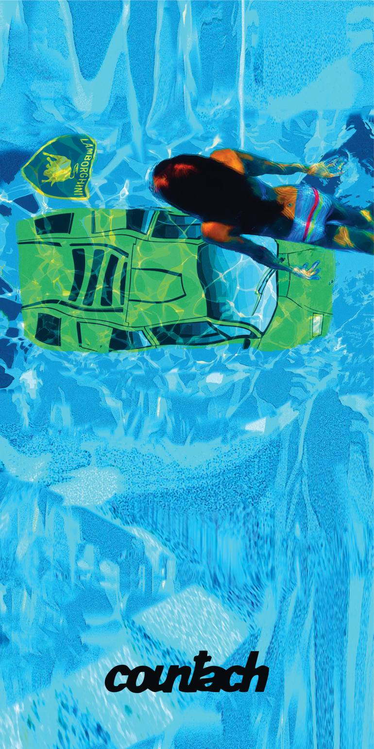 Original Car Printmaking by Andreas Ritter  Surrealism Art on Acrylic  COUNTACH