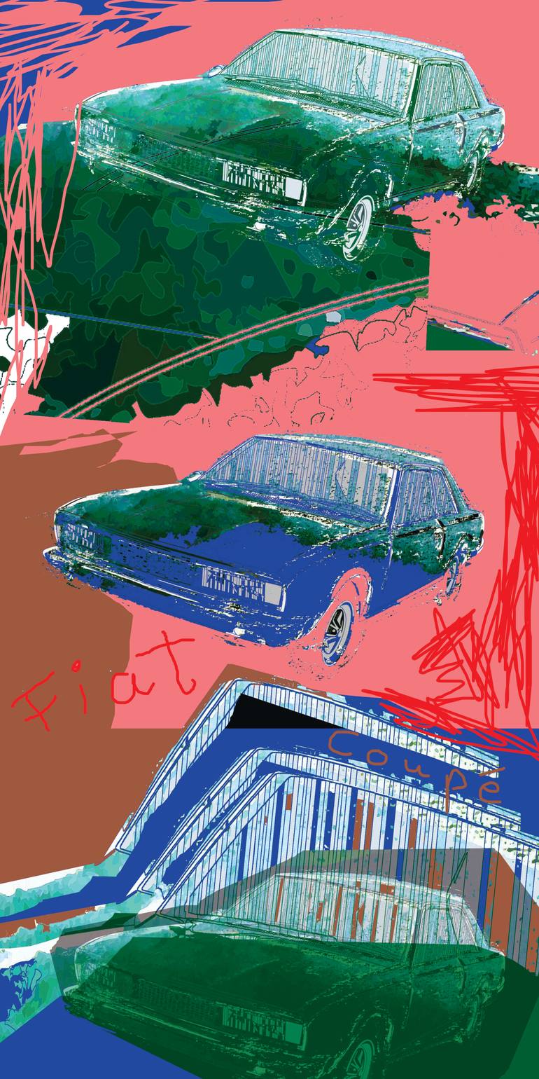 Original Car Printmaking by Andreas Ritter  Street Art Art on Acrylic  Coupe STREET
