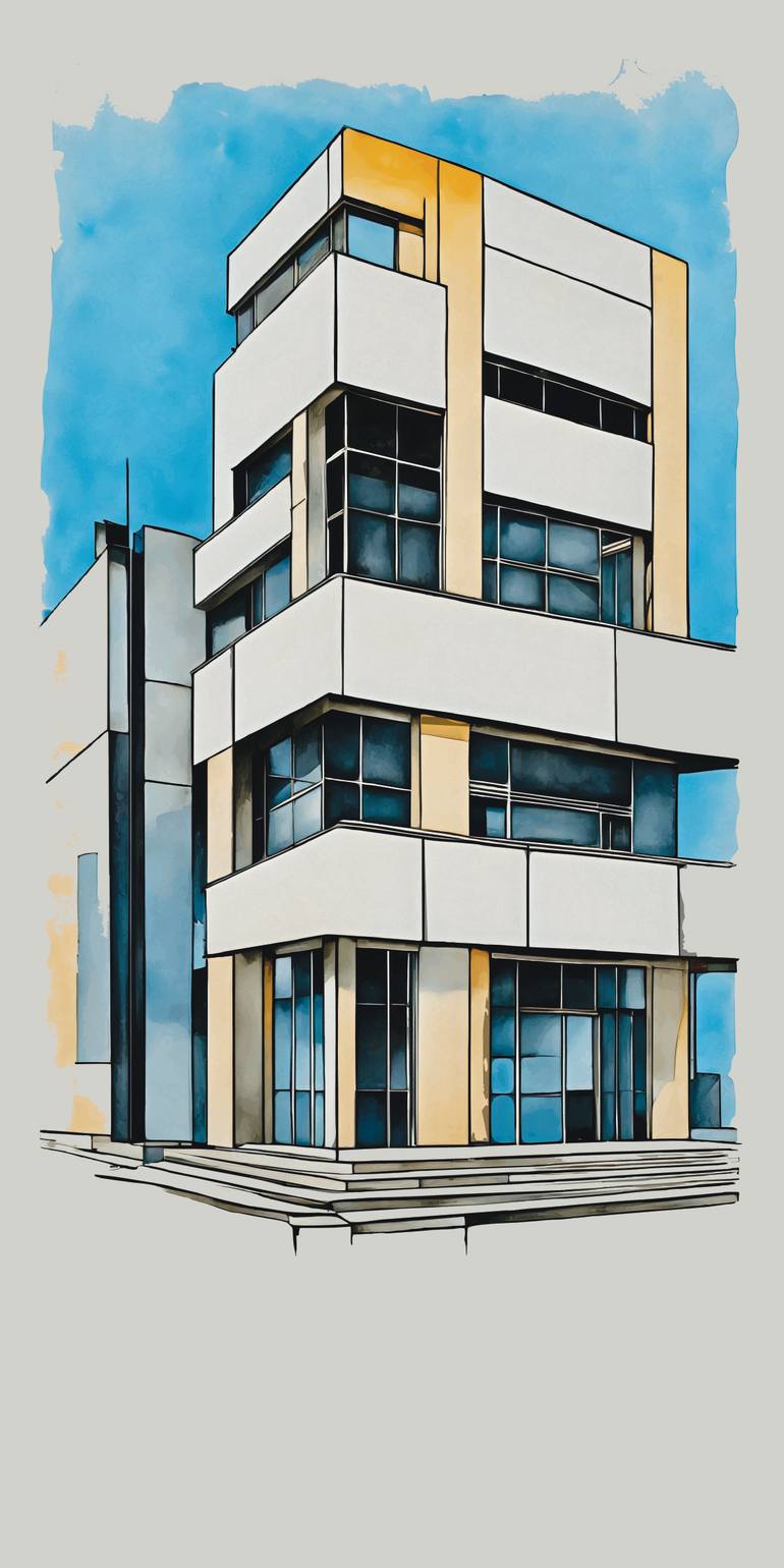Original Architecture Printmaking by Andreas Ritter  Bauhaus Art on Acrylic  dessau 2