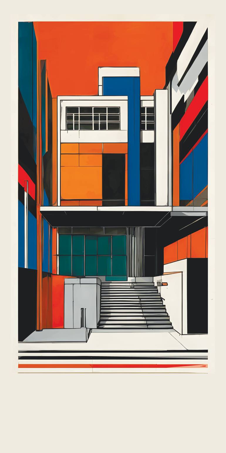 Original Architecture Printmaking by Andreas Ritter  Bauhaus Art on Acrylic  dessau 3