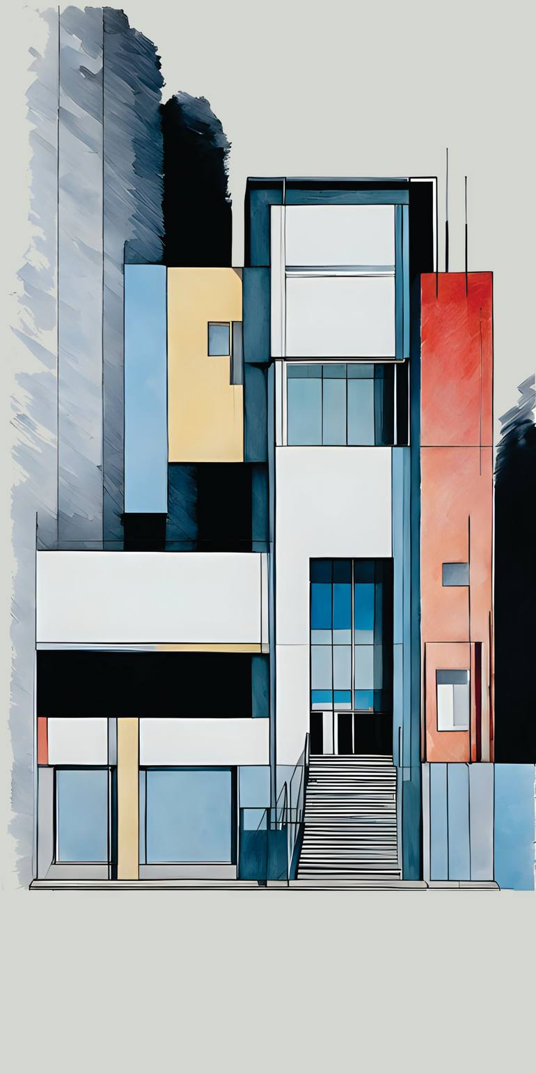 Original Architecture Printmaking by Andreas Ritter  Bauhaus Art on Acrylic  dessau 7
