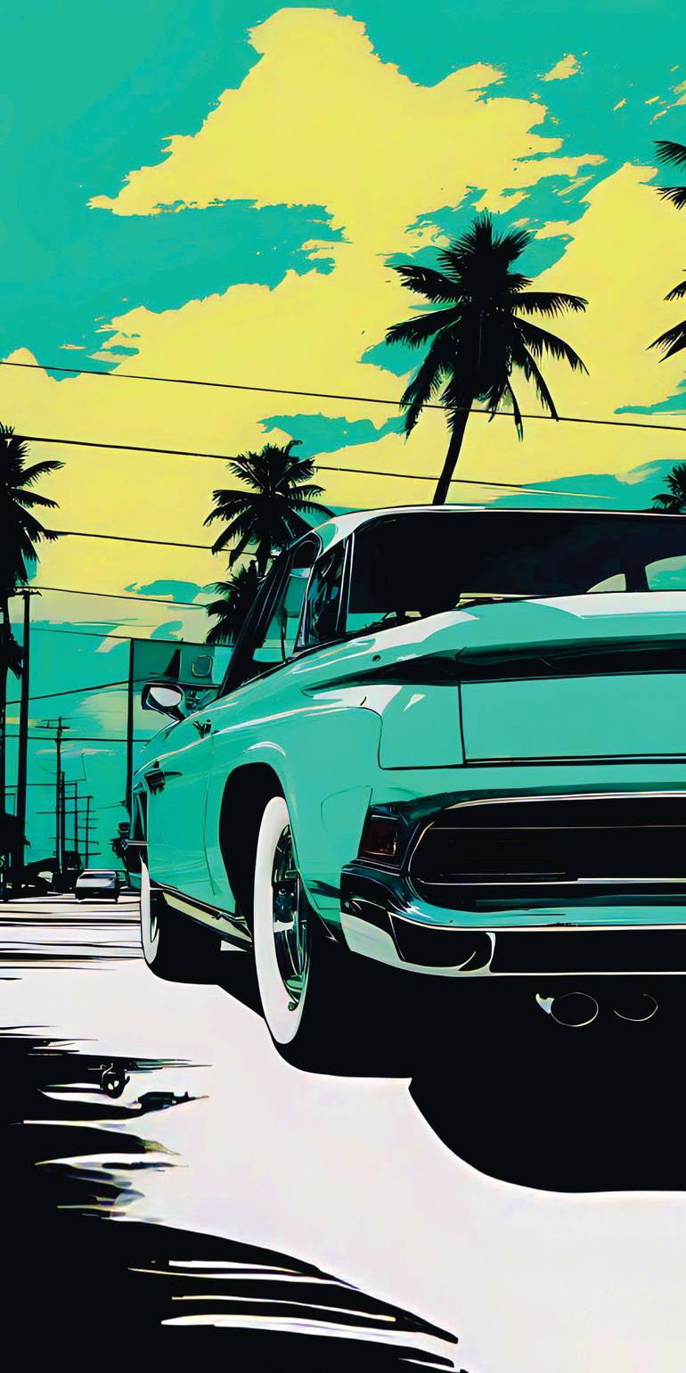 Original Car Printmaking by Andreas Ritter  Pop Art Art on Acrylic  FLORIDA 4