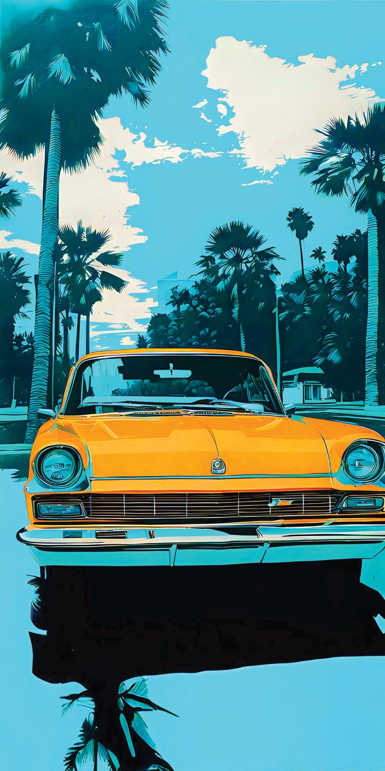 Original Car Printmaking by Andreas Ritter  Pop Art Art on Acrylic  FLORIDA 5