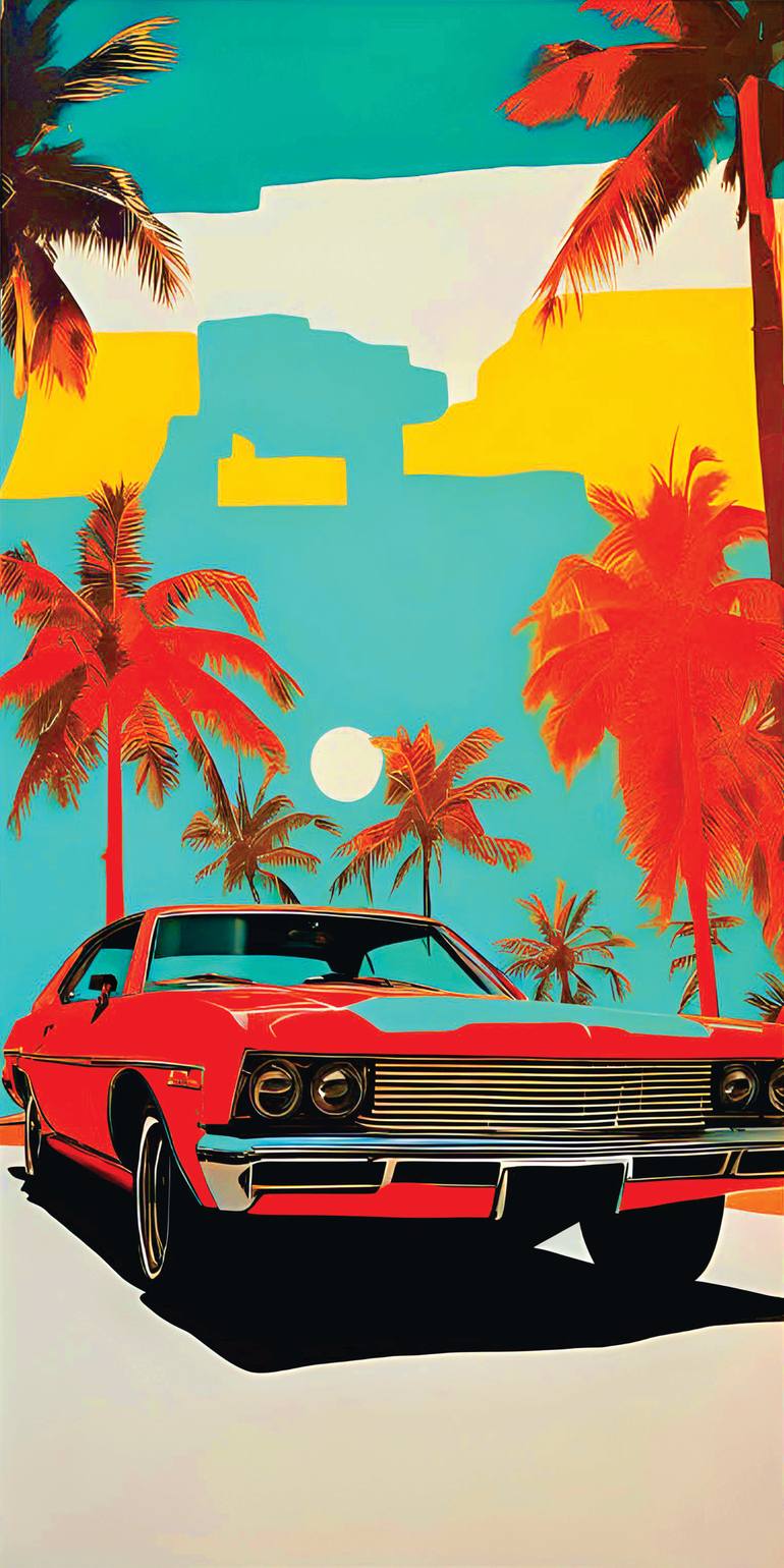 Original Car Printmaking by Andreas Ritter  Pop Art Art on Acrylic  FLORIDA 6