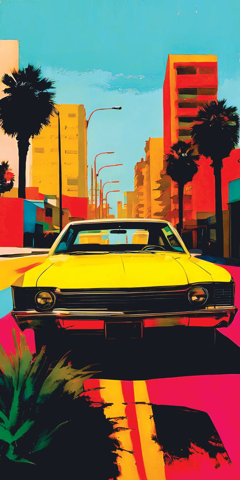 Original Car Printmaking by Andreas Ritter  Pop Art Art on Acrylic  FLORIDA 10