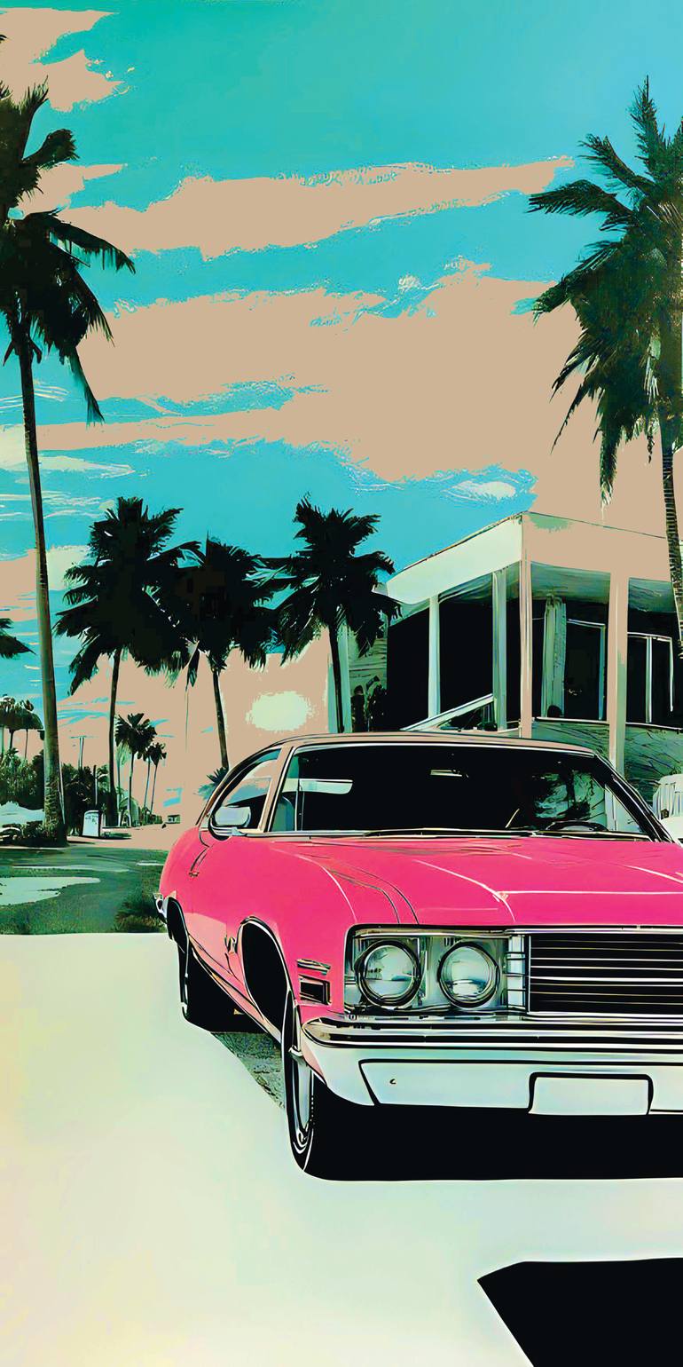 Original Car Printmaking by Andreas Ritter  Pop Art Art on Acrylic  FLORIDA 13