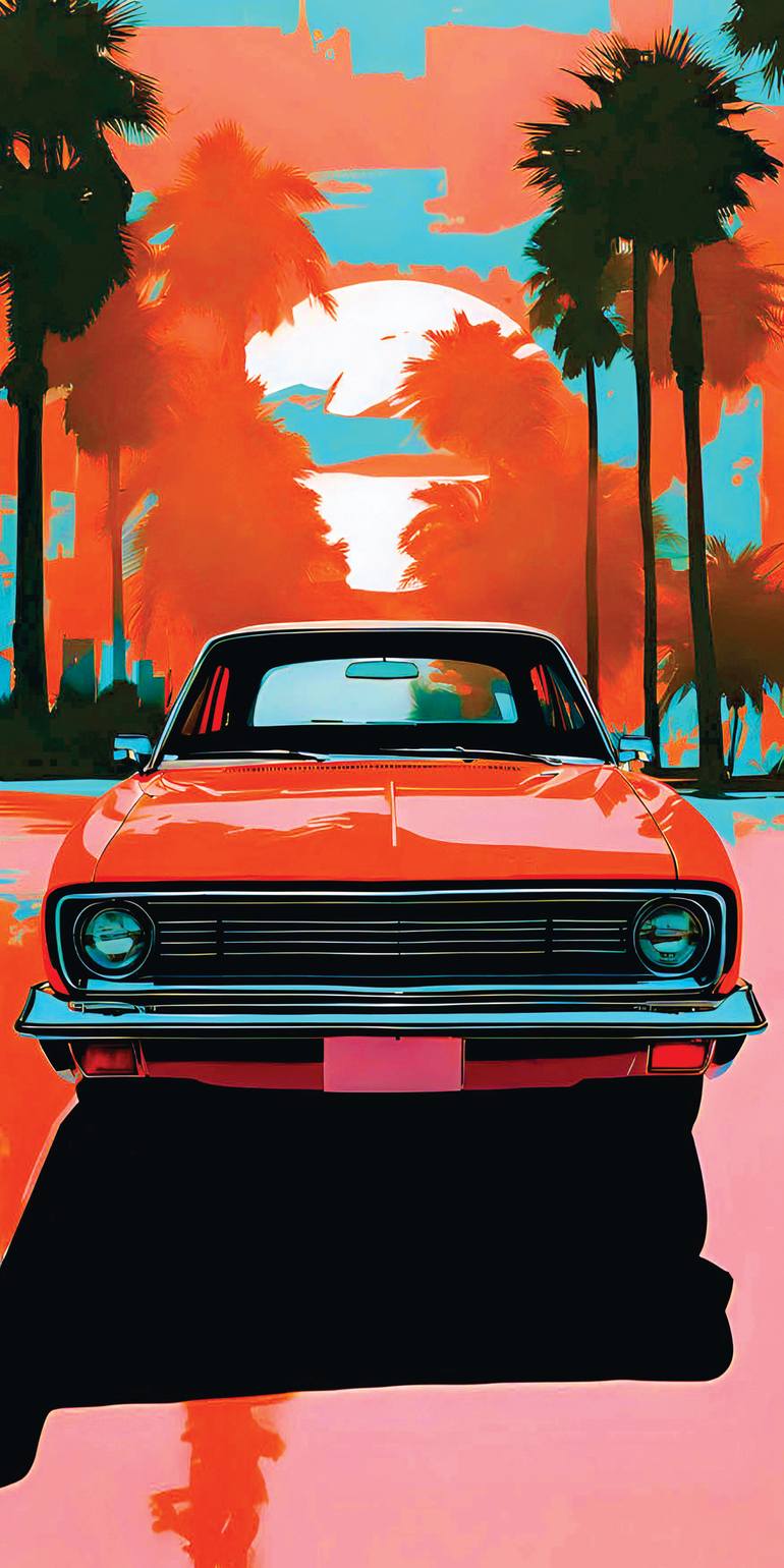 Original Car Printmaking by Andreas Ritter  Pop Art Art on Acrylic  FLORIDA 14