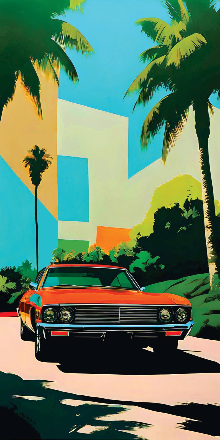 Original Car Printmaking by Andreas Ritter  Pop Art Art on Acrylic  FLORIDA 18
