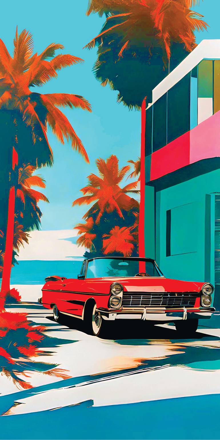Original Car Printmaking by Andreas Ritter  Pop Art Art on Acrylic  FLORIDA 21