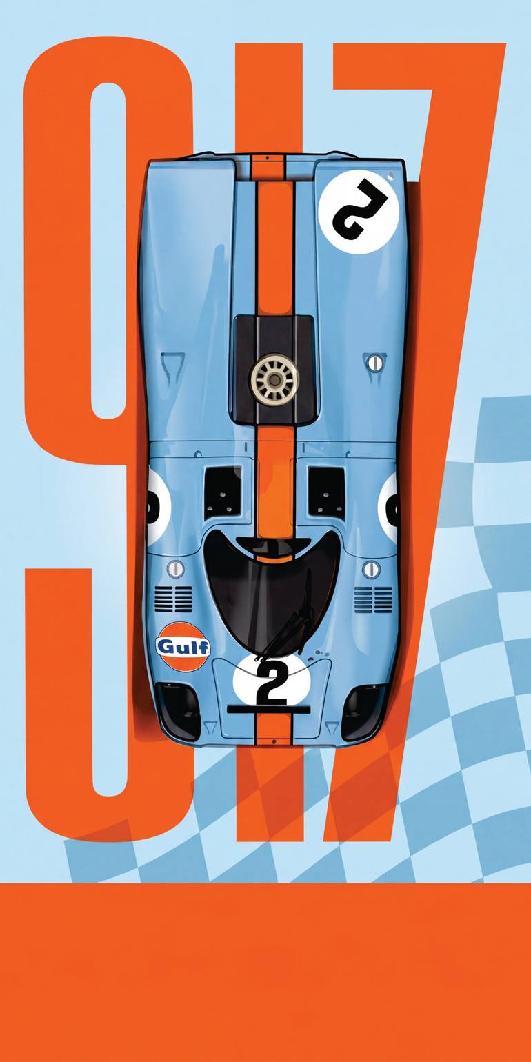 Original Car Printmaking by Andreas Ritter  Pop Art Art on Acrylic  917 Gulf