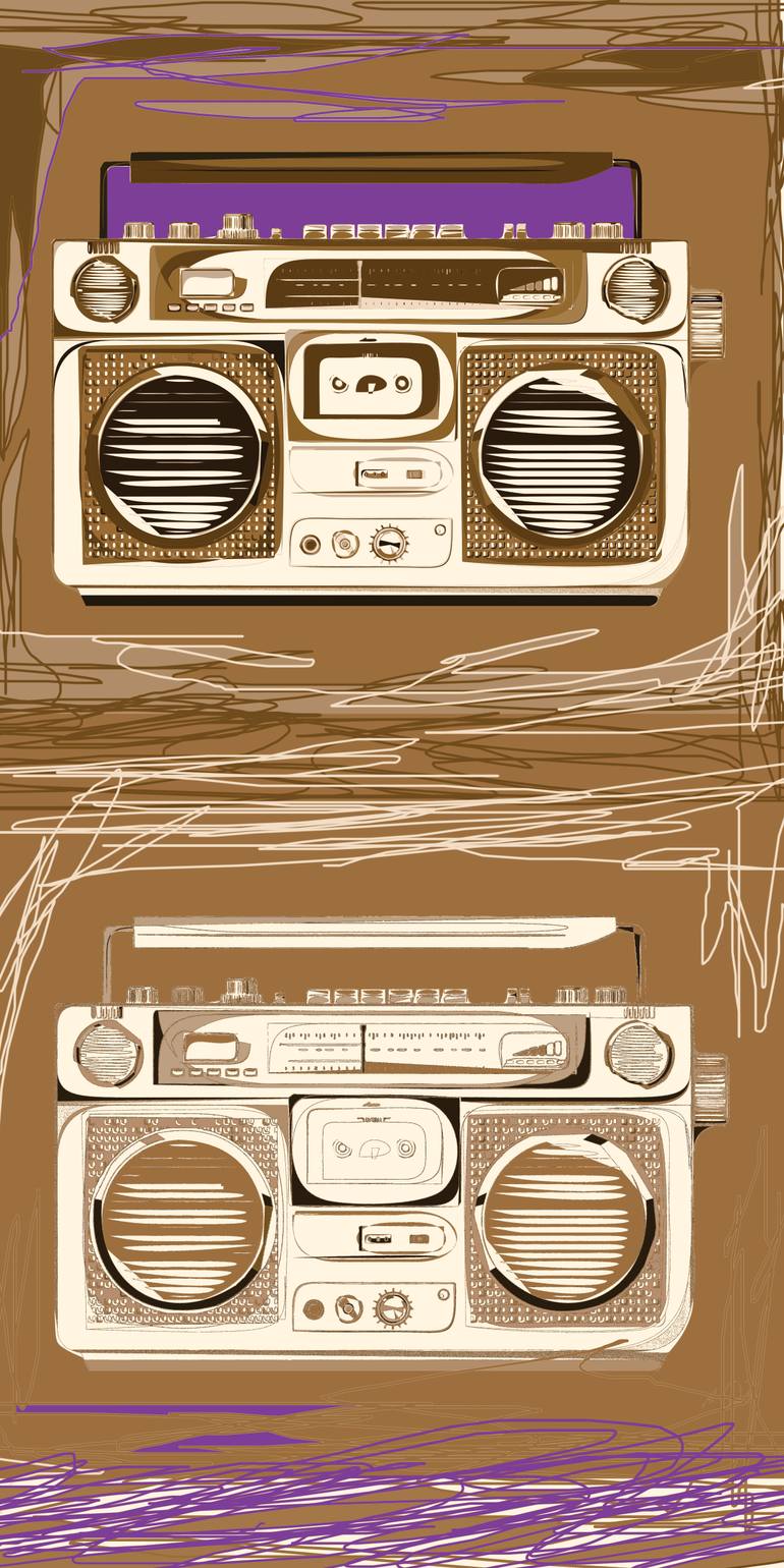 Original Music Printmaking by Andreas Ritter  Pop Art Art on Acrylic  Ghetto Blaster