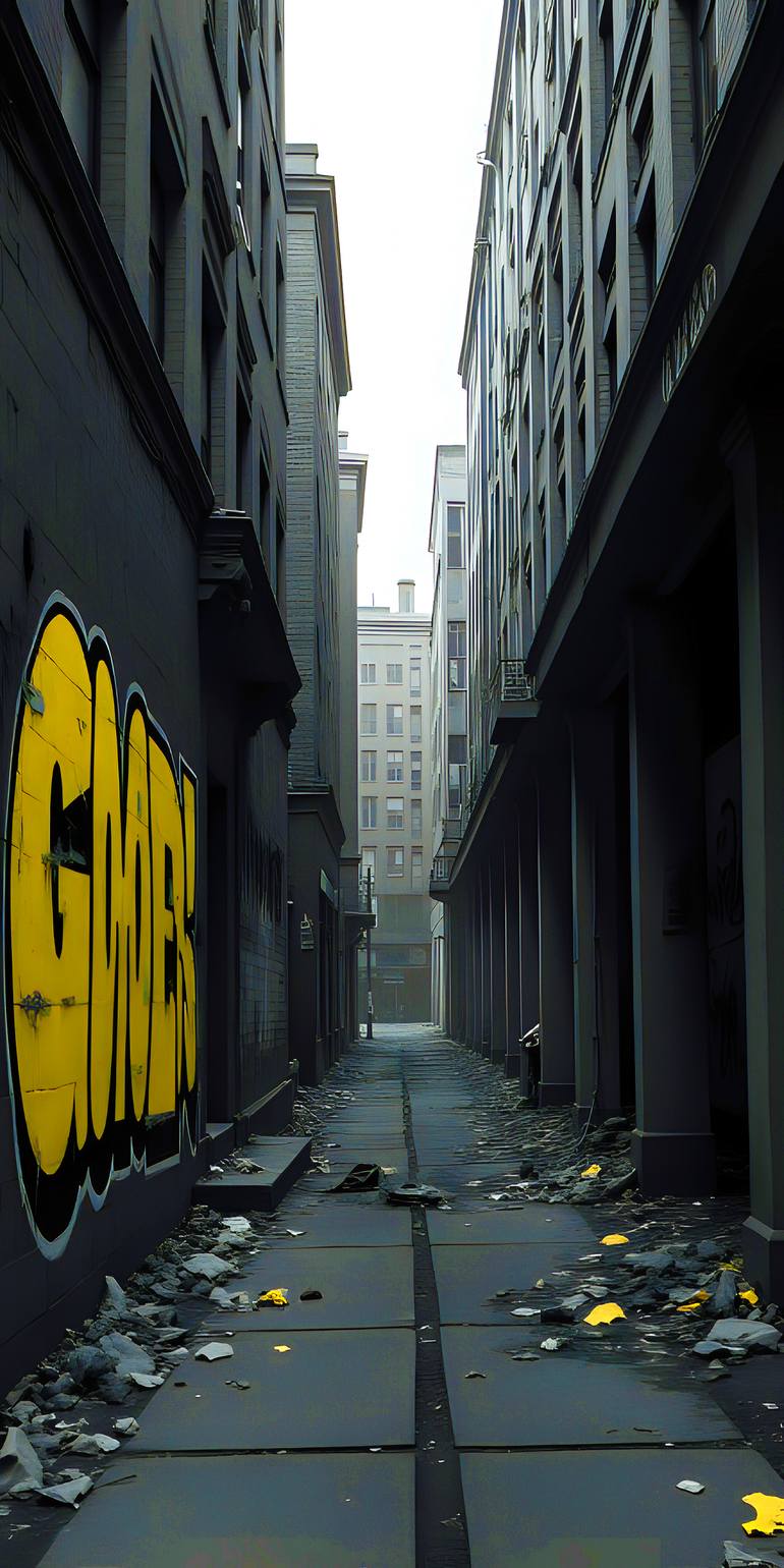 Original Graffiti Printmaking by Andreas Ritter  Street Art Art on Acrylic  Graffiti yellow
