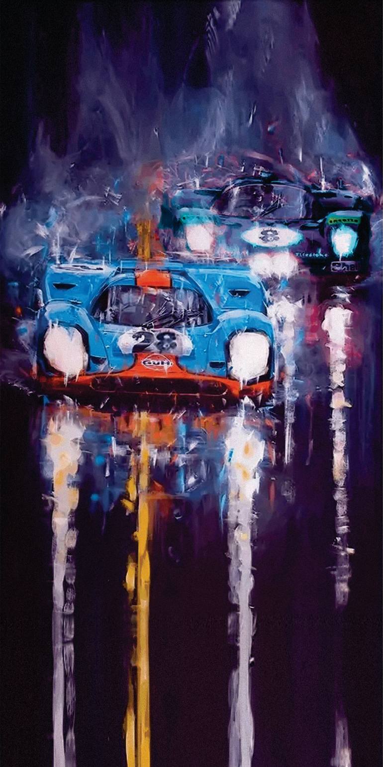 Original Car Printmaking by Andreas Ritter  Classicism Art on Acrylic  GULF 28