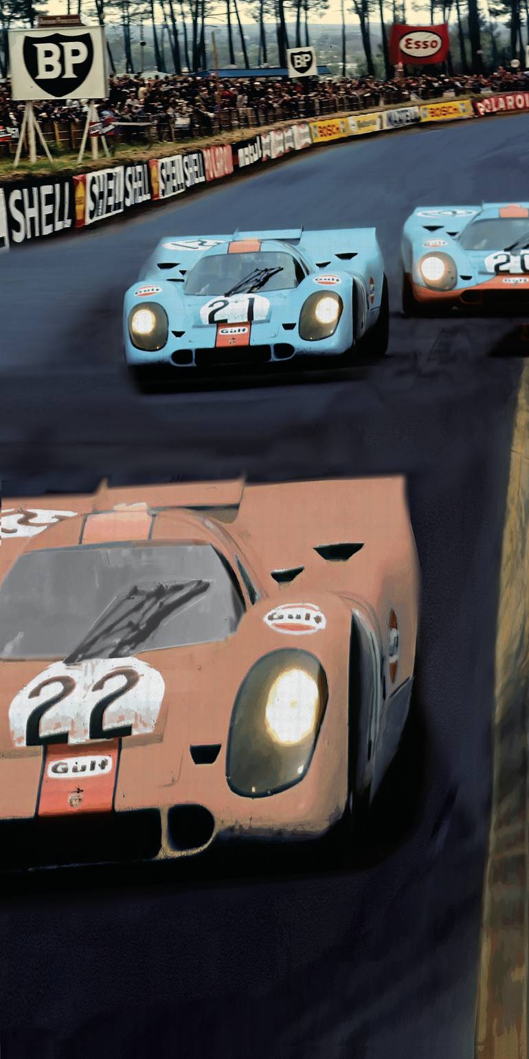 Original Car Printmaking by Andreas Ritter  Photorealism Art on Acrylic  GULF Porsche