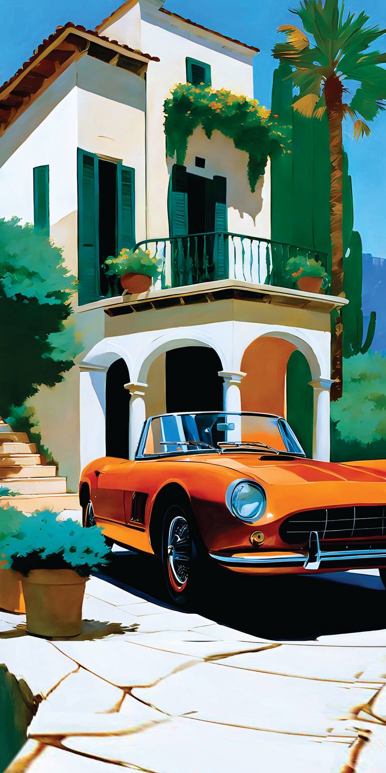 Original Car Printmaking by Andreas Ritter  Classicism Art on Acrylic  ITALIEN 14