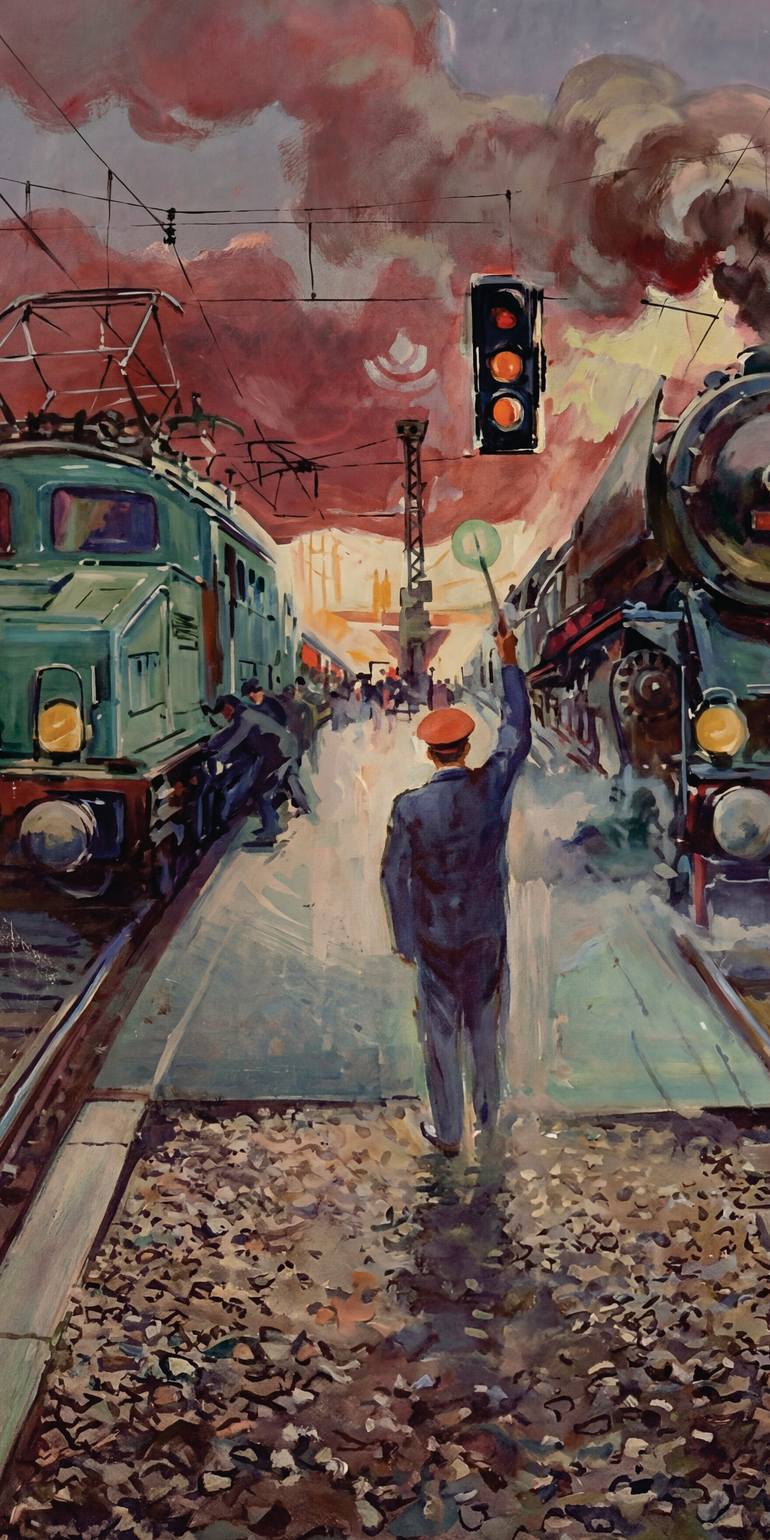 Original Transportation Printmaking by Andreas Ritter  Classicism Art on Acrylic  Zug 14